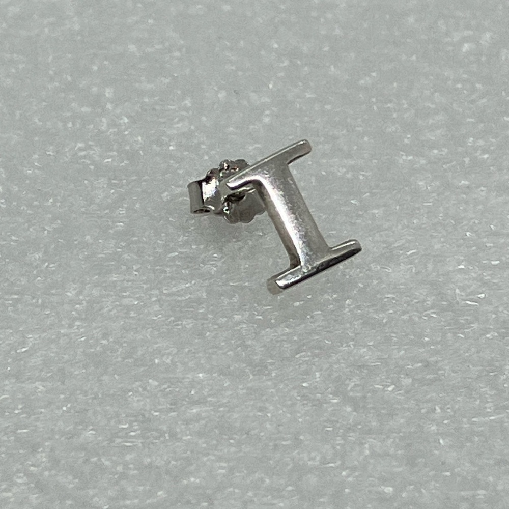 Vintage 925 Sterling Silver Letter i Stud Earring w Butterfly Backing